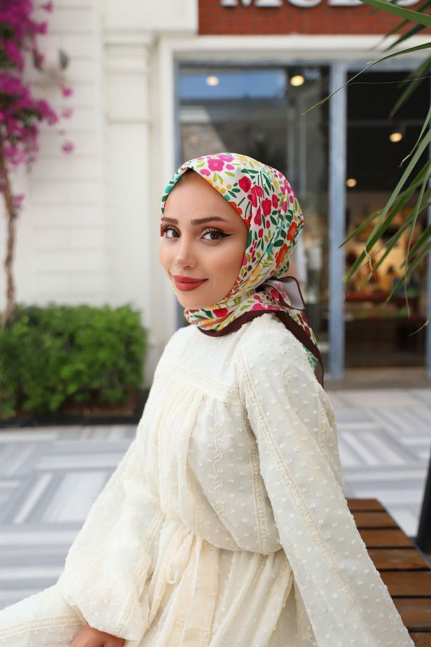 Tina Desenli Eşarp Kahve - 2