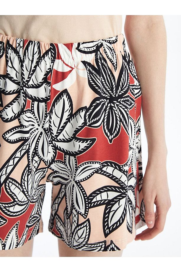 Beli Lastikli Desenli Kadın Şort Pijama Altı - 3