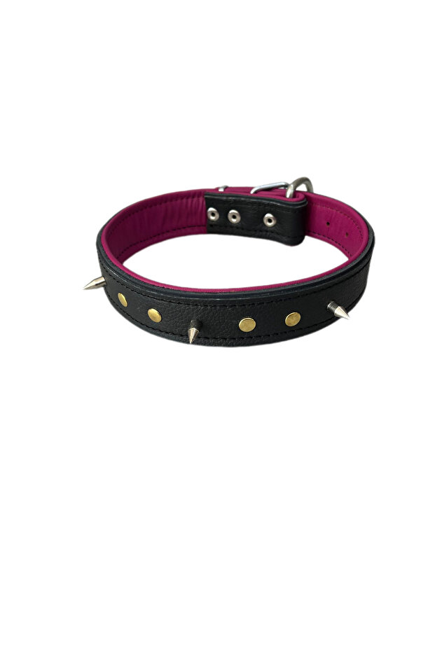 Medium Arc Real Leather Dog Collar - Size 3.5 X 60 cm with Metal Ornament