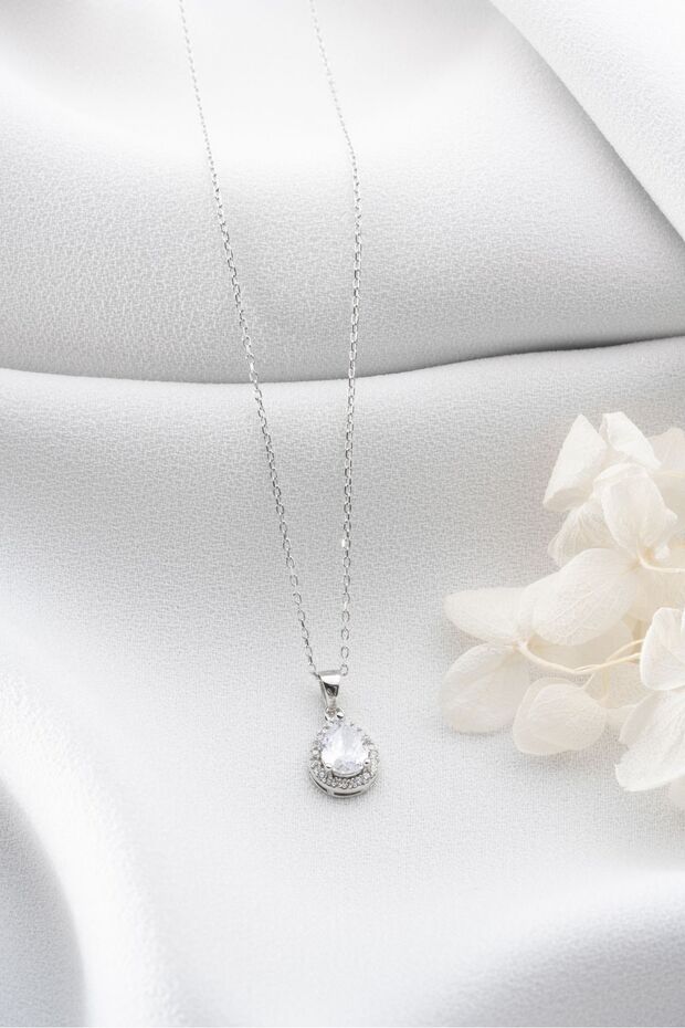 925 Ayar Gümüş Damla Model Kolye - 1