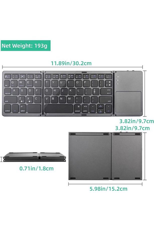 Samsung Galaxy Tab Active 2 SM-T395 Uyumlu Kablosuz Bluetooth TouchPad'li Şarj Edilebilir Katlanabil - 3
