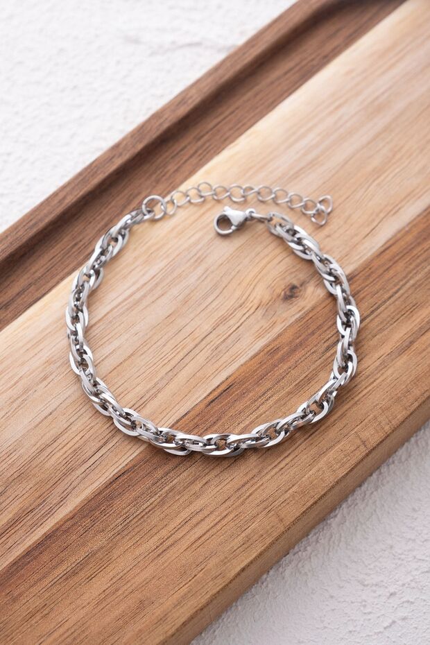 Steel Spiral Twist Bracelet Non-Tarnish 18Cm+5Cm