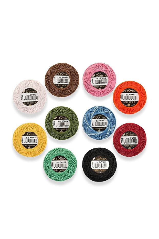 Koton Perle 8gr No:8 Embroidery Thread Cross Stitch Panch Thread - Set of 10