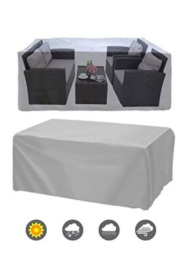Bahçe Mobilya Brandası 160x100x80 Cm Masa Sandalye Koruma Örtüsü Kılıf Gri Su Geçirmez - 3