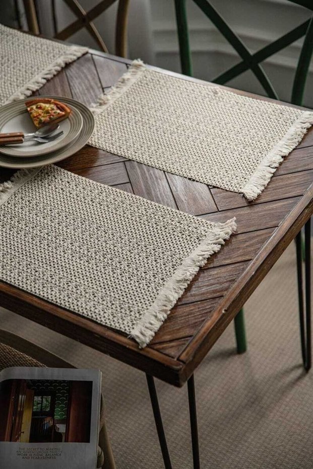 Knitted Lace Supla Set with Butterfly Pattern Cotton 35X50 (Ekru)