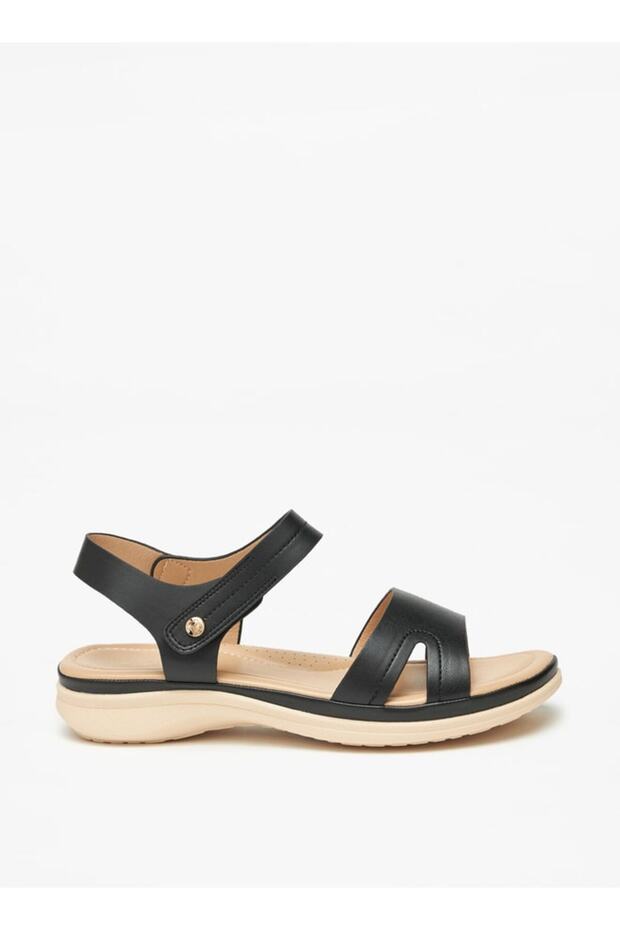 Flora Bella Solid Flat Sandals with Hook and Loop Closure - 3