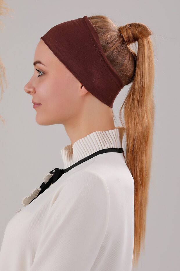 Women's Hijab Seamless Silicone Non-Slip Bandana Sports Cap Brown
