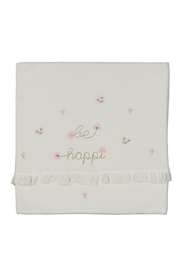 Floral Be Happy Printed Ribbed Double Layer Cotton 85*90 Multi-Purpose Combed Cotton Baby Blanket