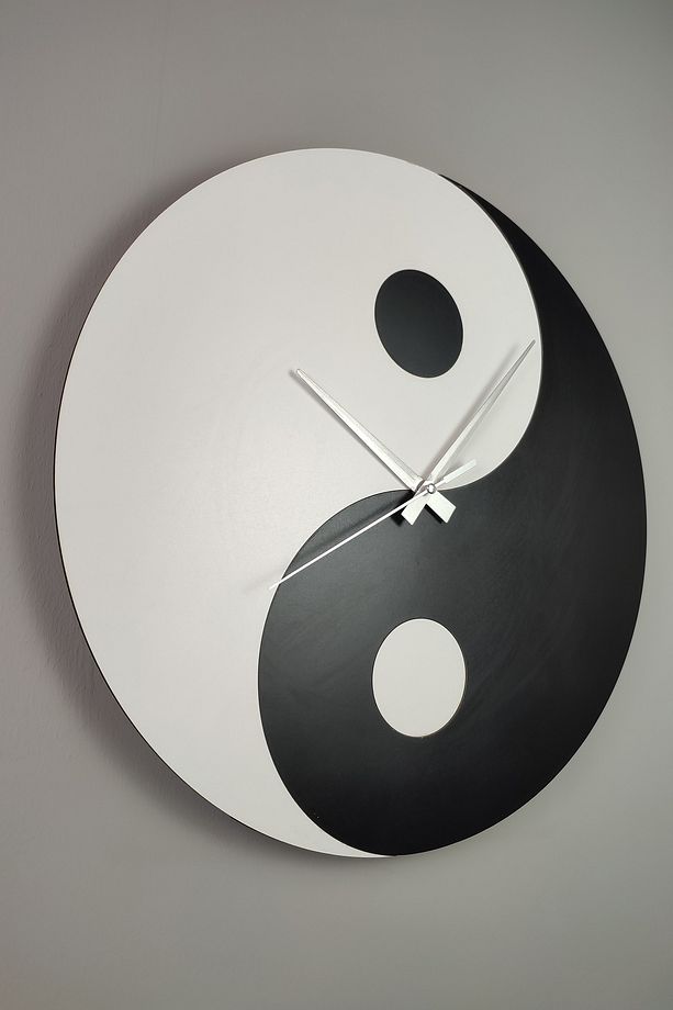 İyimi Modern Ahşap Dekoratif Duvar Saati Şık Sade Yin Yang – S10A - 5
