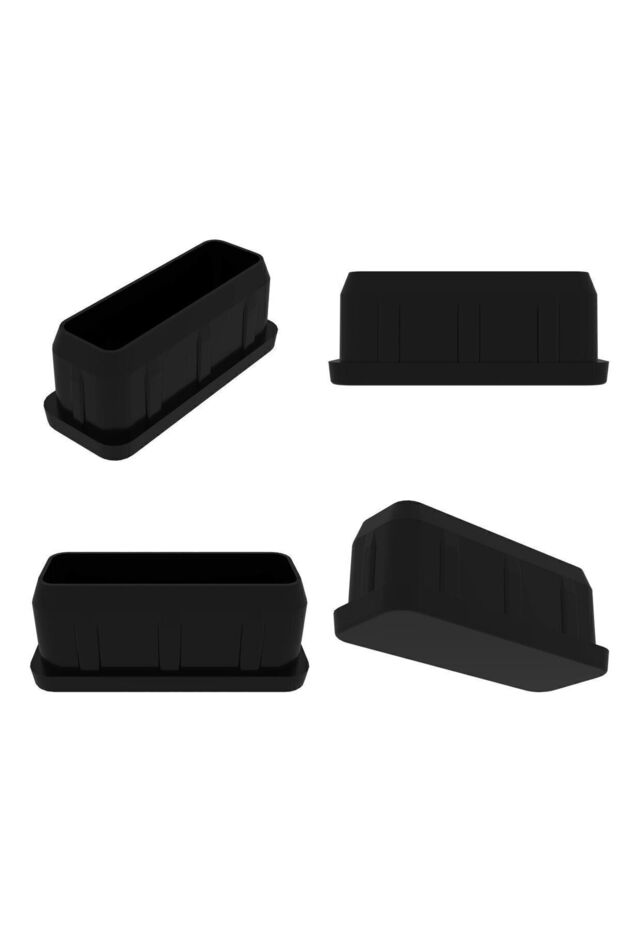 20x50 Mm Plastic Rectangular Interlocking Profile Plug Black (4 PCS) - 1