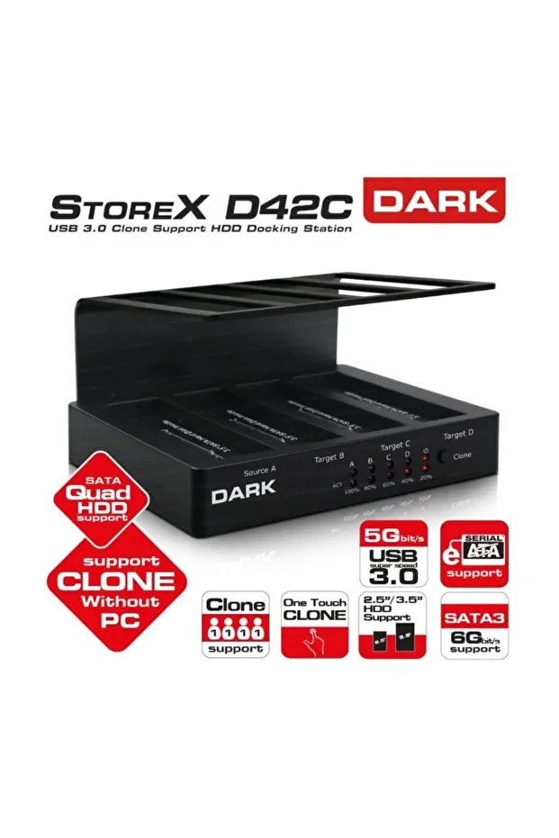 D42C USB3.0 Offline Clone 4lü Disk İstasyonu DK-AC-DSD42C - 1