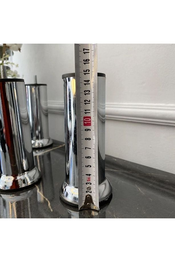 Koltuk Baza Mobilya Ayağı 8 Adet 15 Cm Civatalı Krom Yükseltici Ayaklar Ince Diş Robot Süpürge Için - 4