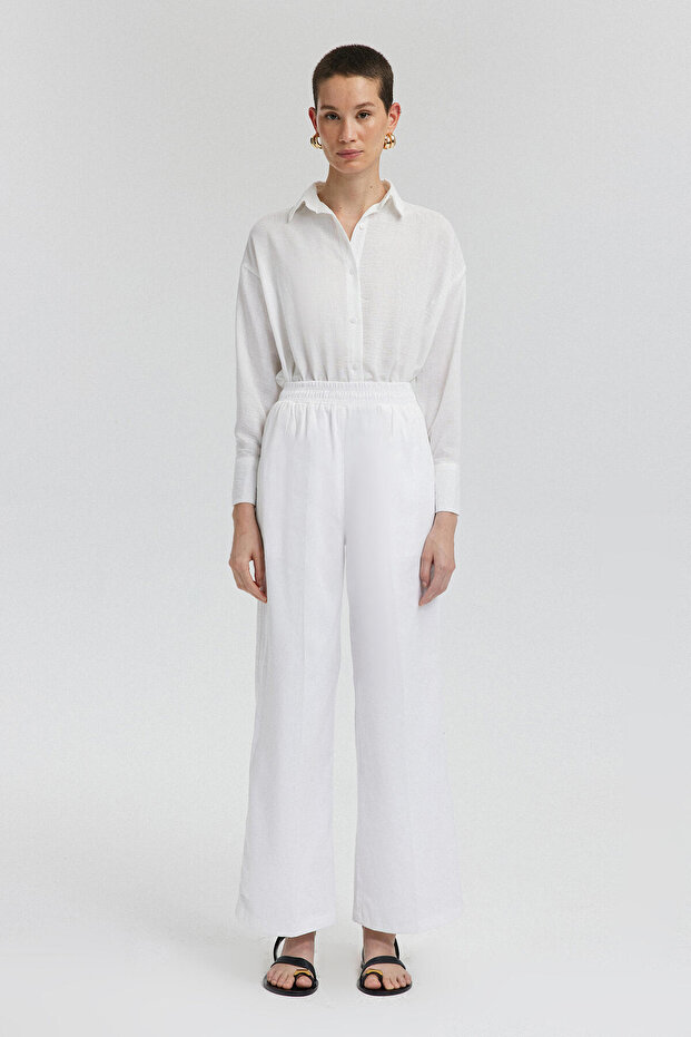 Spodnie z wysokim stanem i szerokimi nogawkami - 2