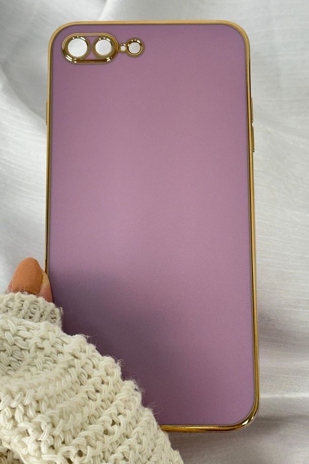 Iphone 7 Plus Ve 8 Plus Uyumlu Parlak Kenarlı Gold Detaylı Soft Bark Kılıf - 2