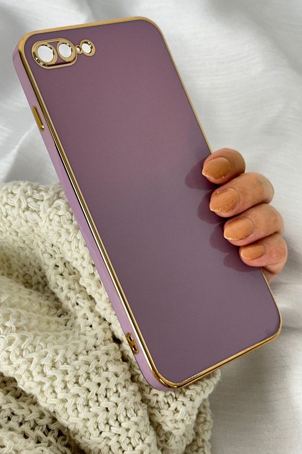 Iphone 7 Plus Ve 8 Plus Uyumlu Parlak Kenarlı Gold Detaylı Soft Bark Kılıf - 3