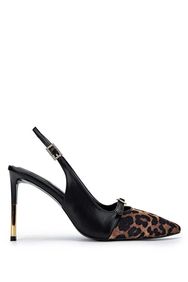 Women's Vegan Black/Leopard Stiletto Shoes