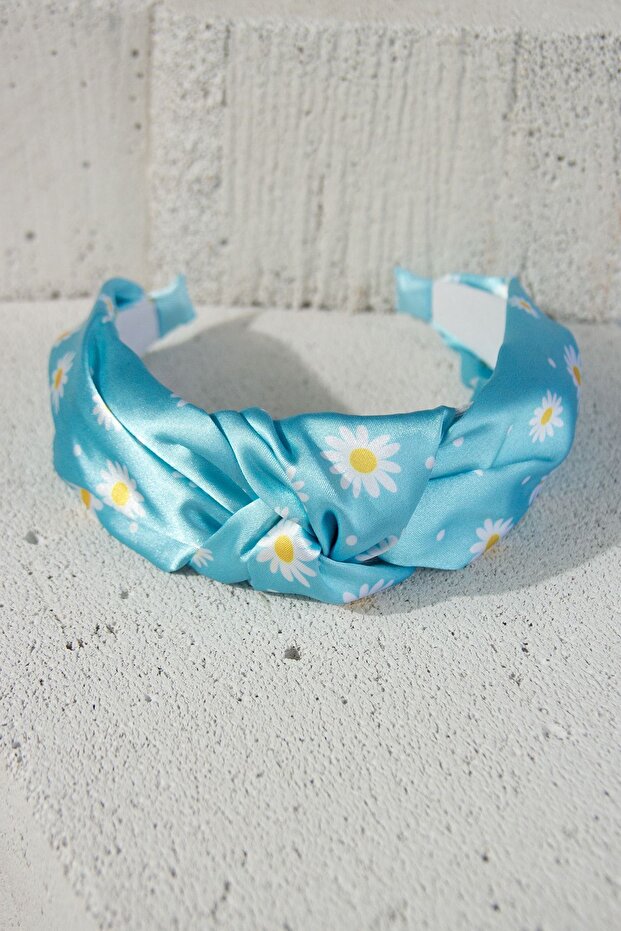 Blue Satin Daisy Patterned Crown - 1