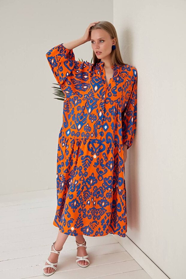 Langes gemustertes Hijab-Hemdkleid - 1