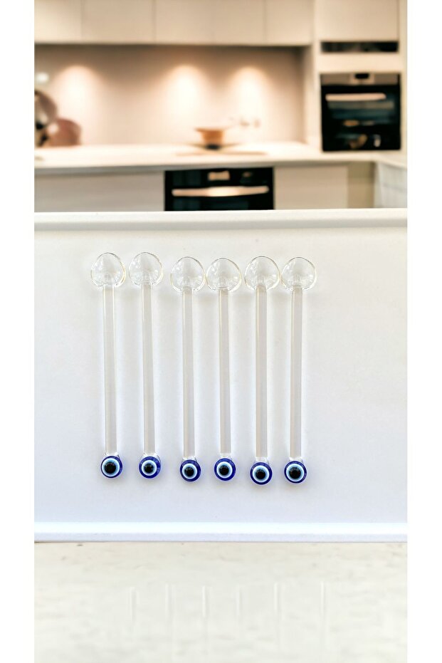 6 Glass Tea Spoons - Nazar Bocuklu