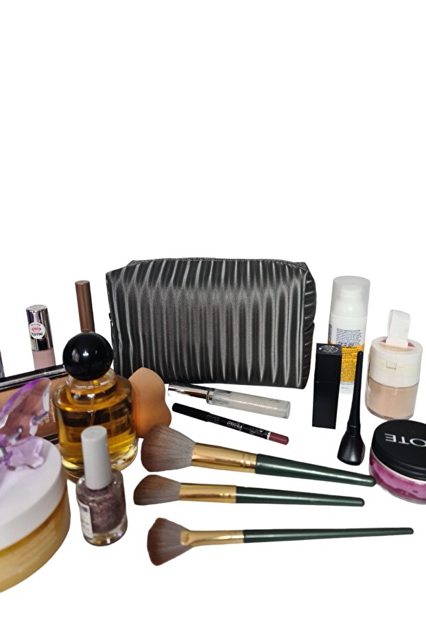 حقيبة مكياج كبيرة الحجم منقوشة - 1