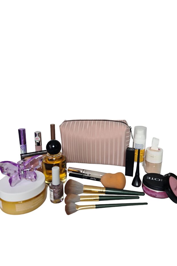 حقيبة مكياج كبيرة الحجم منقوشة - 1