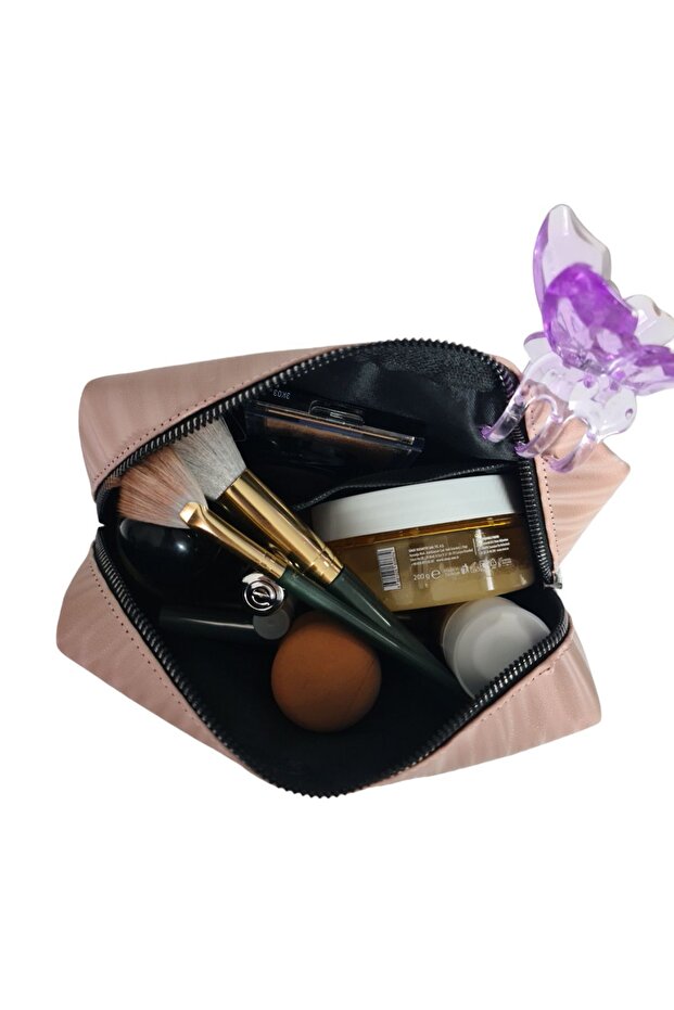 حقيبة مكياج كبيرة الحجم منقوشة - 4