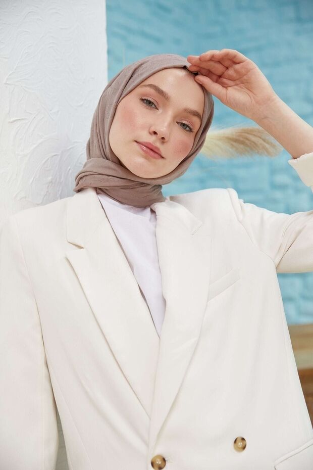 Bamboo Crochet Hijab Shawl - Bitter Brown Color