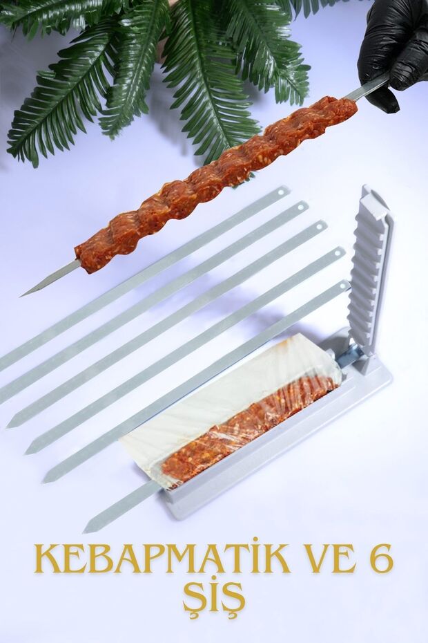 6 Adet Şiş Ve Kebapmatik Adana Urfa Kebap Kalıbı Aparatı Pratik Hızlı Kebap Makinesi Kutusu - 1