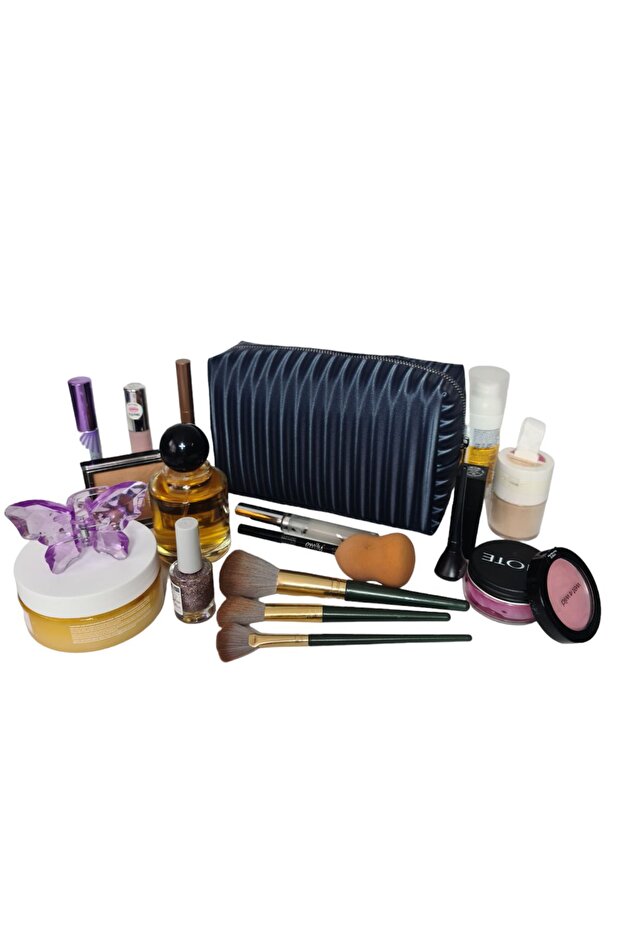 حقيبة مكياج كبيرة الحجم منقوشة - 1