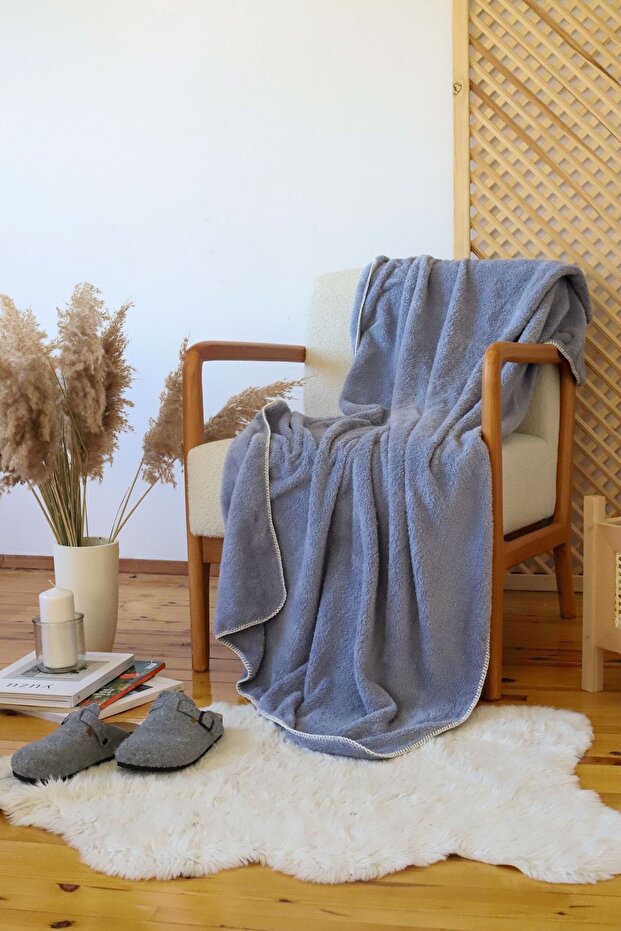 Double Sided Wellsoft TV Blanket 100x170cm Sofa Throw, Soft Fuzzy Plush Fleece Gray