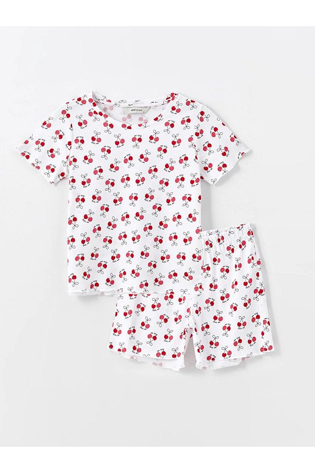 LCW Young Bisiklet Yaka Baskılı Kısa Kollu Kadın Şortlu Pijama Takımı - 5