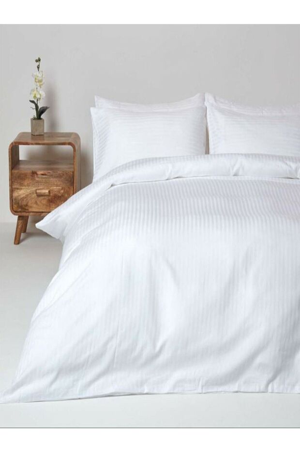 Elastic Luxury Hotel Series Striped Cotton Satin Duvet Cover Set Double With Dowry Box 180x200
