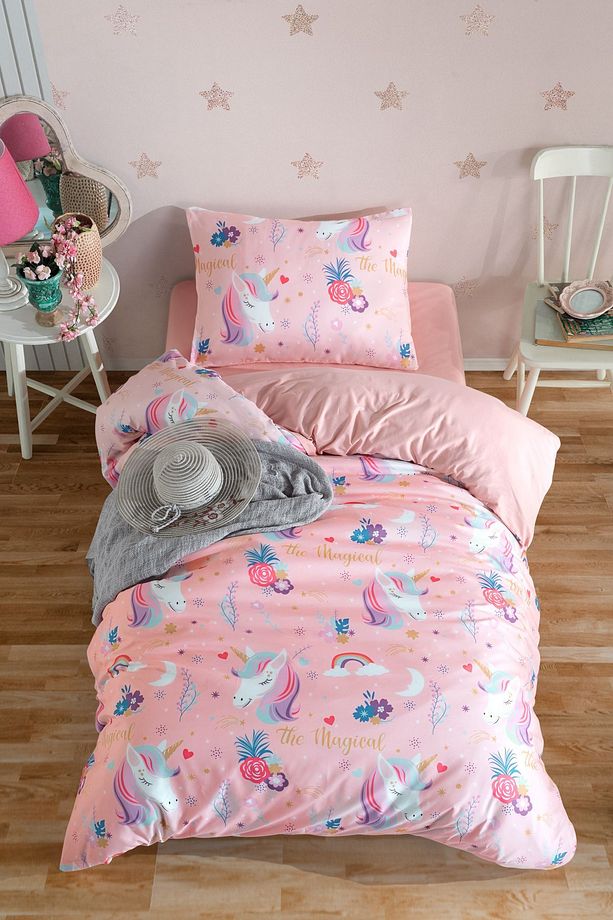 Kolay Ütülenir Nevresim Takımı Tek Kişilik Magical Pembe - 1