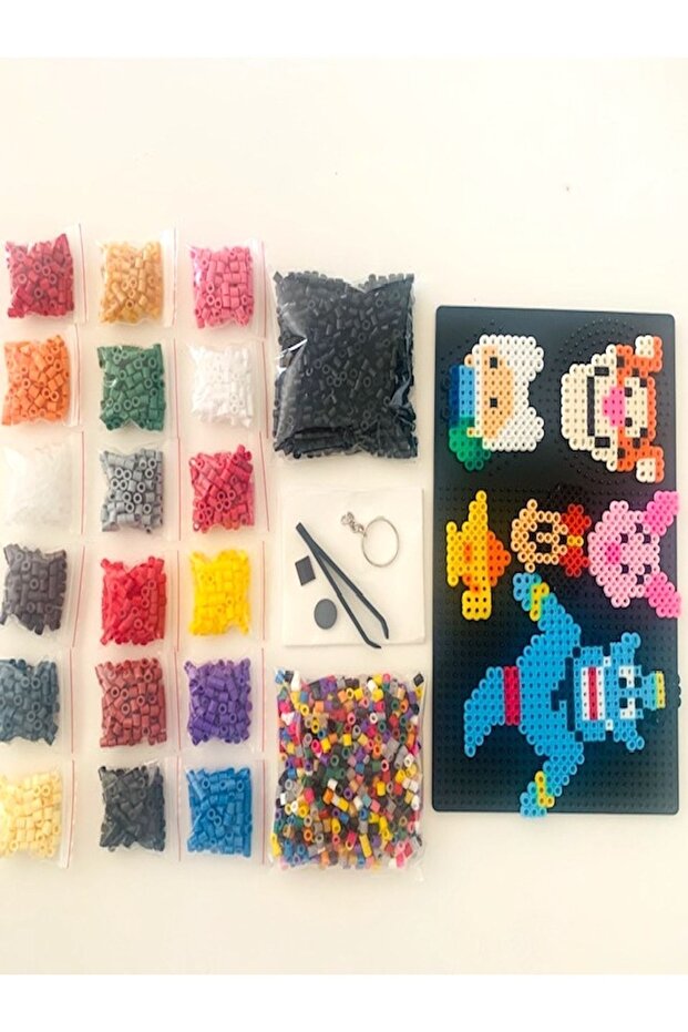 Heat and Iron Adhesive Beads Kit with 18 Separate Colors 3500Pcs Shape Templates Starter Kit