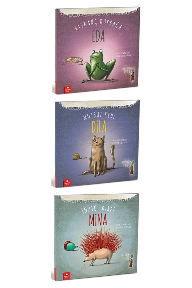 Kıskanç Kurbağa Eda - Mutsuz Kedi Dila - İnatçı Kirpi Mina Set (3 Kitap)