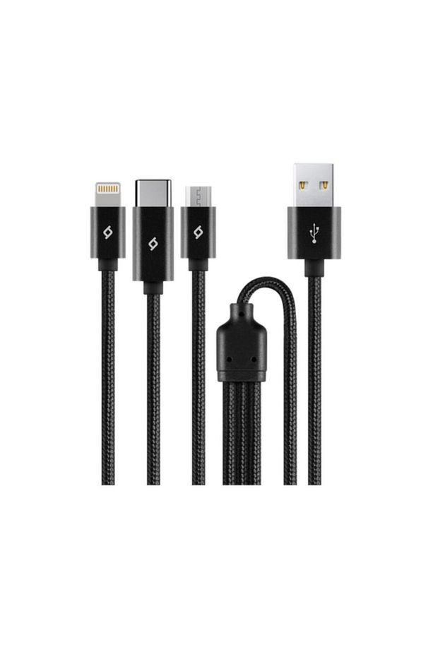 100cm 2.1a Süper Hızlı 3in1 Usb To Type-c, Lightning, Micro Usb Data Şarj Kablosu, Halat Kopmaz - 1