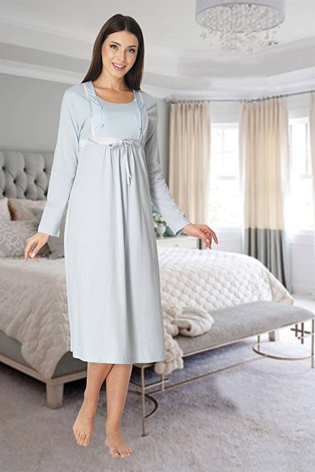 Effortt Blue Pregnant Postpartum Nightgown
