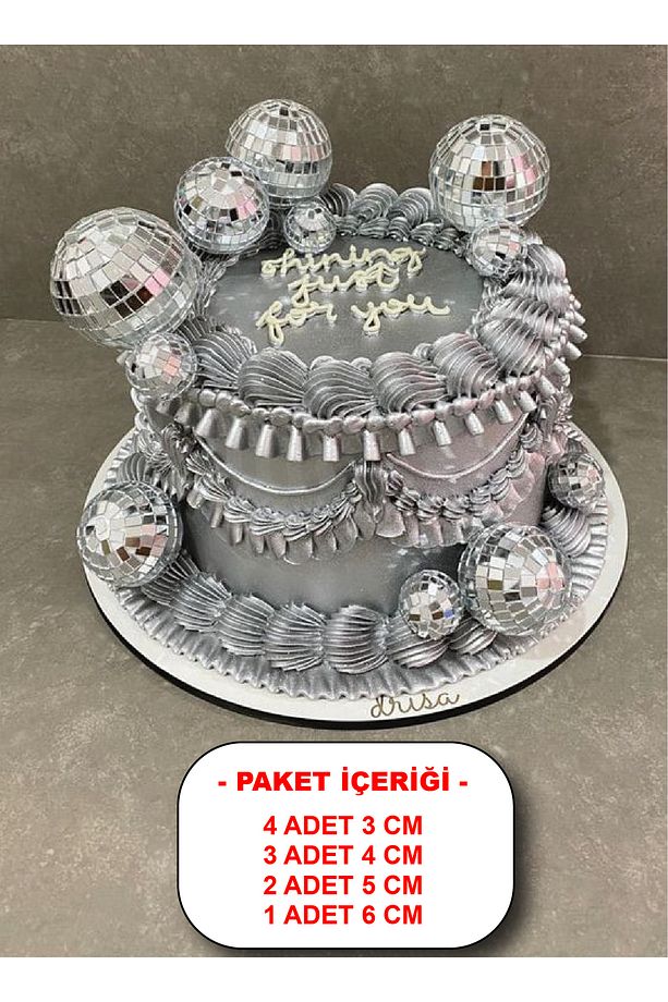 DİSKO TOPU PASTA SÜSÜ SET 3 - 1