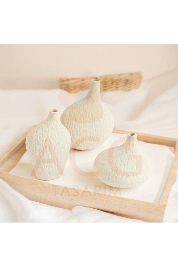 Dokulu Iskandinav 3'lü Minimal Vazo Set Bohem Vazo Pinterest Vazo Dekoratif Vazo Obje Pampas Vazosu - 1