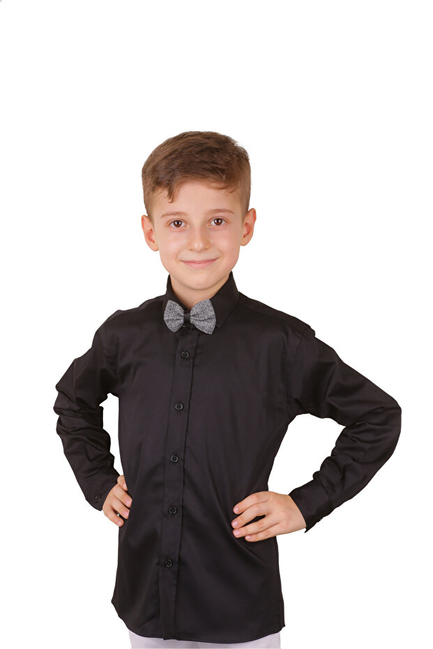 Black Satin Classic Boys' Shirt