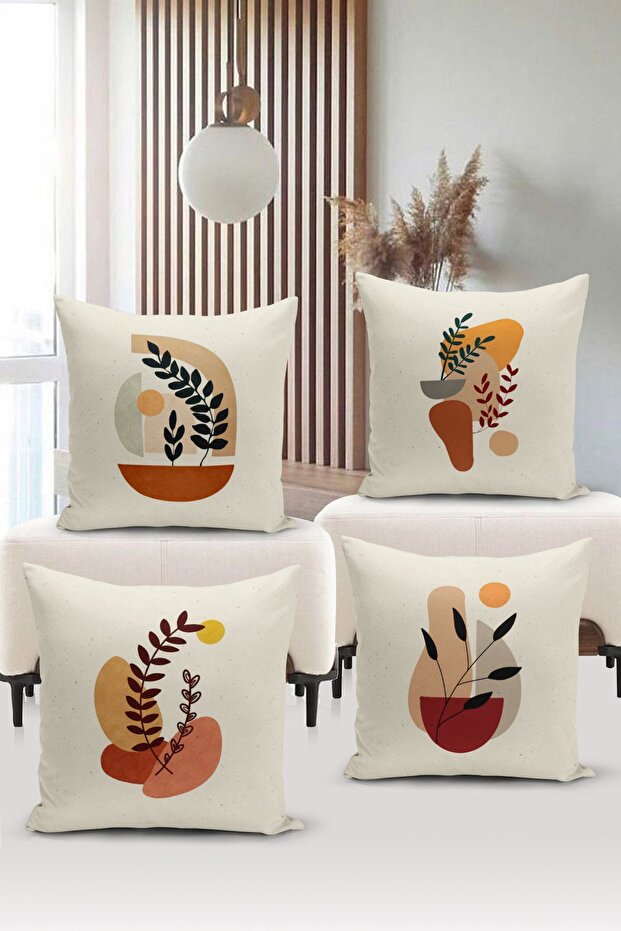 Minimalist Series Double Sided Digital Printed 4-Piece Throw Pillow Case Set (Minimalist Cover Set)