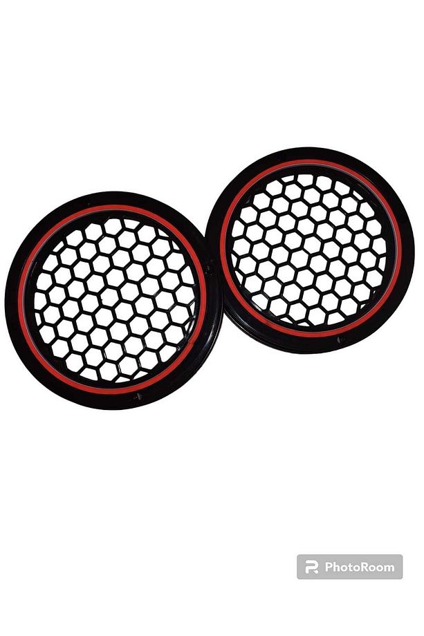 20cm Kırmızı Neon Işıklı Hoparlör ve Midrange Kapağı 1takım (2adet) Vidalanabilir - 2