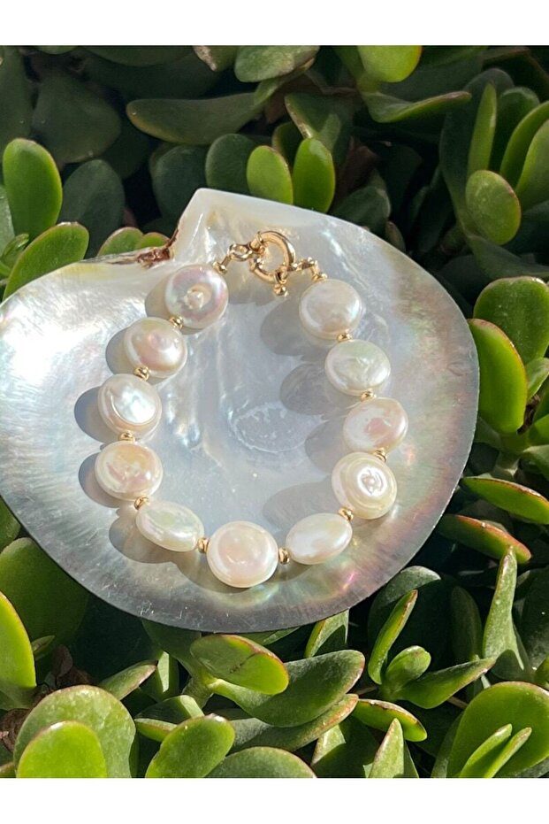 Gerçek Yassı İnci Bileklik - 3