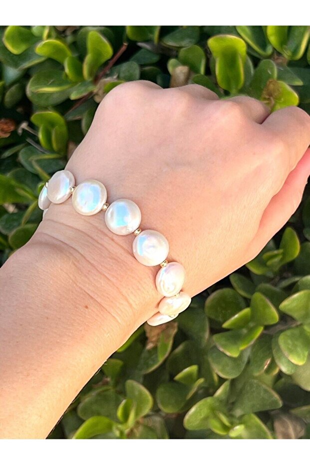 Gerçek Yassı İnci Bileklik - 2