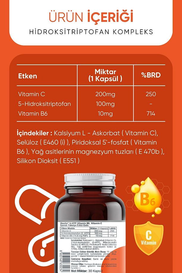5-hidroksitriptofan Kompleks 5-htp & Vitamin C B6 (P5P) - 3