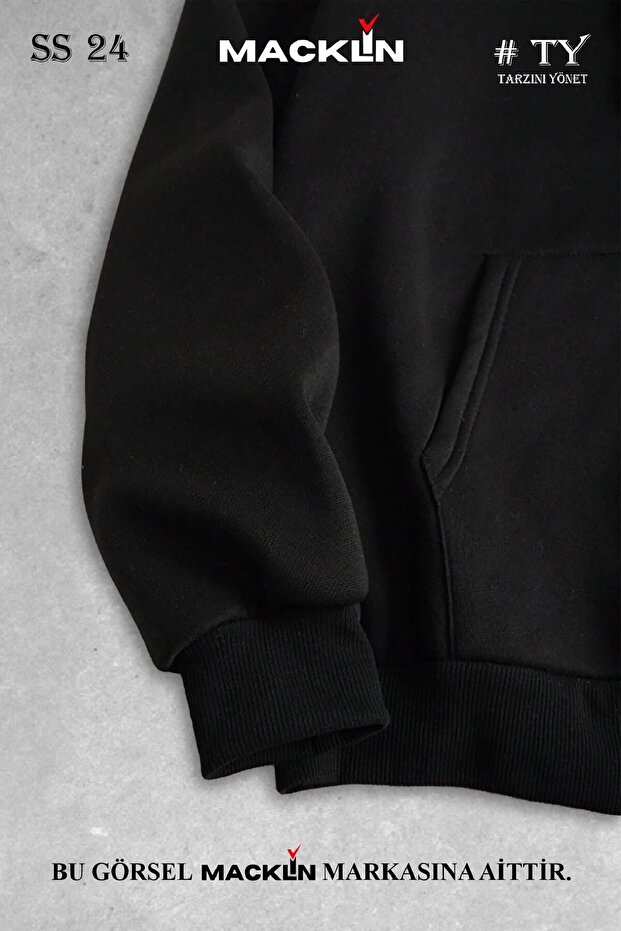 سويت شيرت بسحاب أساسي بغطاء للرأس للجنسين - 4