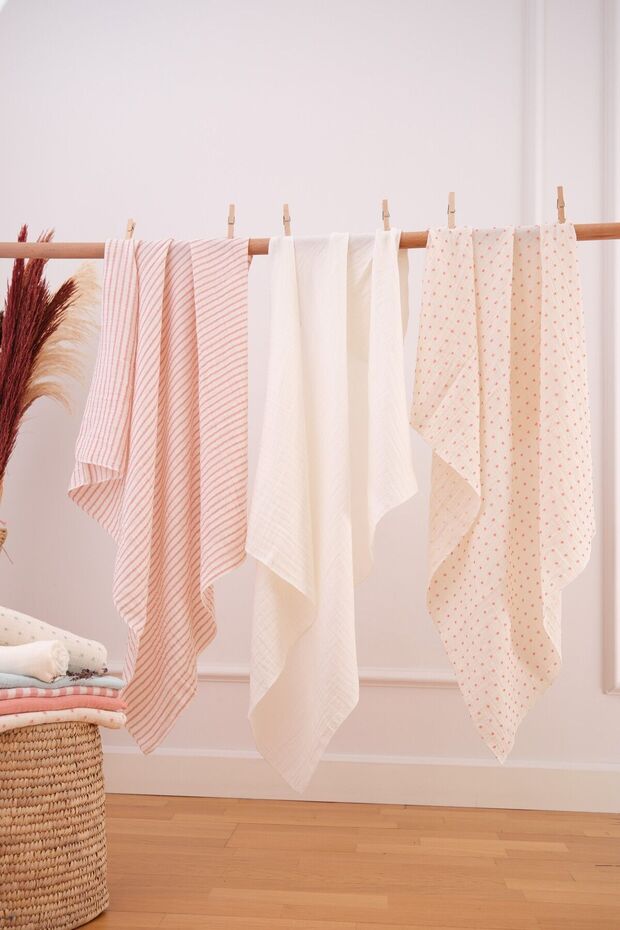 3 Pieces 100% Cotton Muslin Blanket - 2 Layers, Organic Oeko-teks Certified, 80 X 80 Cm