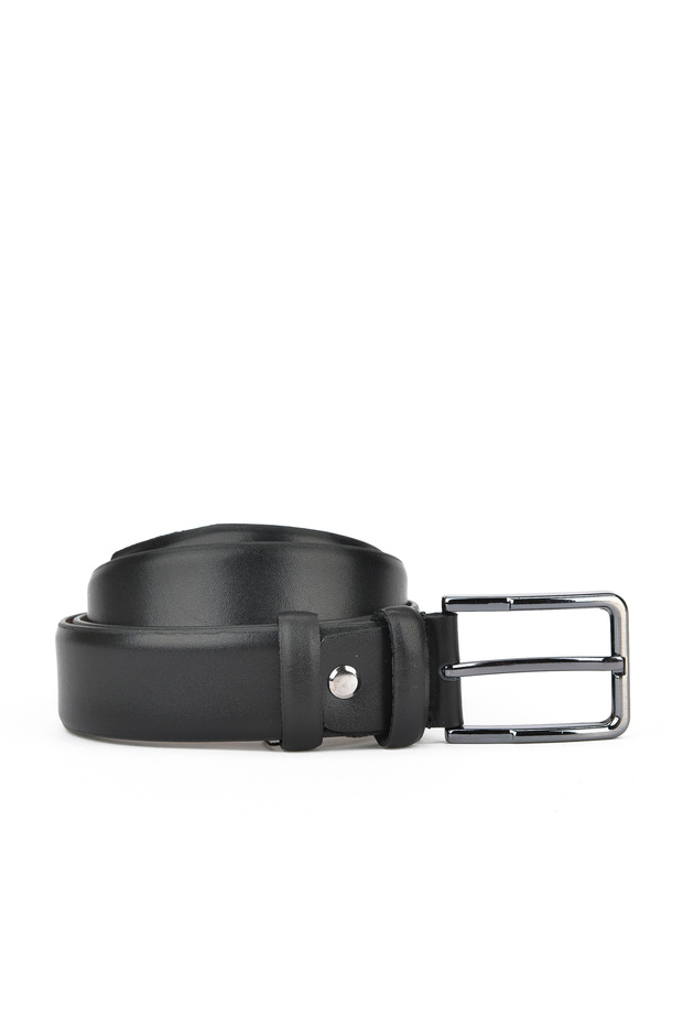 3.5 cm Wide Genuine Leather Men's Belt - 143980 Z205 Black