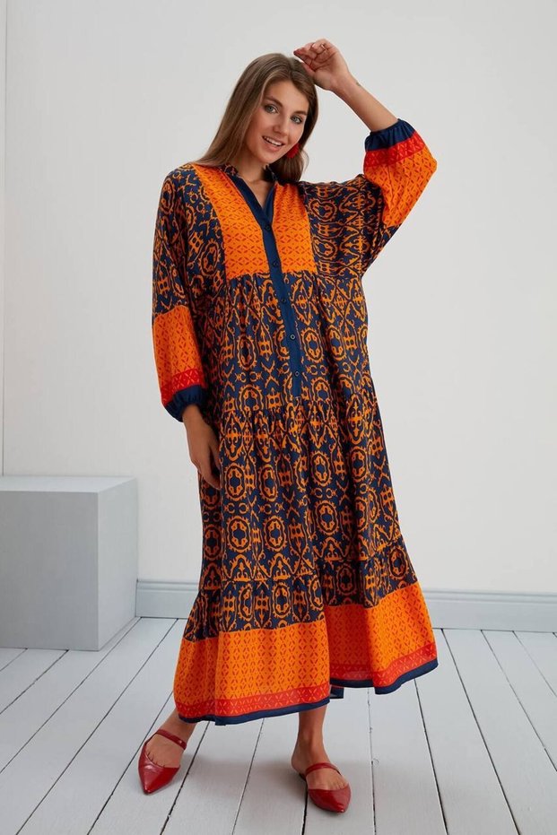 MADDEN COLLAR BUTTONED PATTERN DRESS OVERSIZED