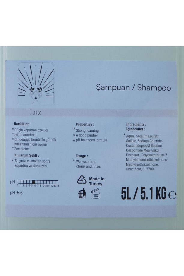 4 adet LUZ 5 litre Bidonla Litrelik Otel, Kuaför, Berber ve Günlük Dökme Şampuan ve Duş Jeli - 9